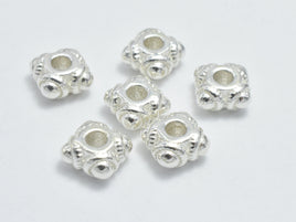 2pcs 925 Sterling Silver Beads, Square Beads, Spacer Beads, 5.8x5.8mm-RainbowBeads