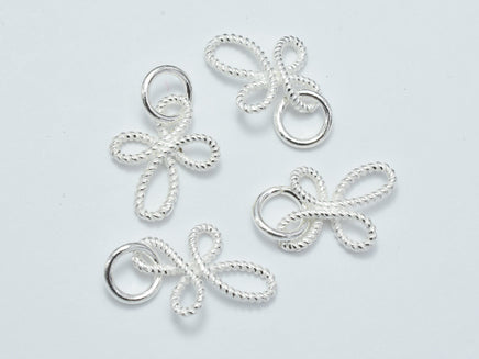 4pcs 925 Sterling Silver Charms, Flower Charms, 13x10mm-RainbowBeads