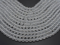 Matte Clear Quartz Beads, 8mm, Round Beads-RainbowBeads