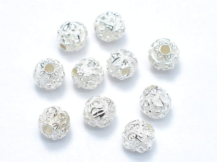 6mm 925 Sterling Silver Beads, 6mm Round Beads, 4pcs-RainbowBeads