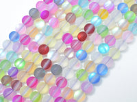 Matte Mystic Aura Quartz-Multi, 6mm (6.5mm) Round Beads-RainbowBeads