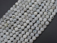 White Rainbow Moonstone, 6mm (6.5mm), Faceted Round-RainbowBeads