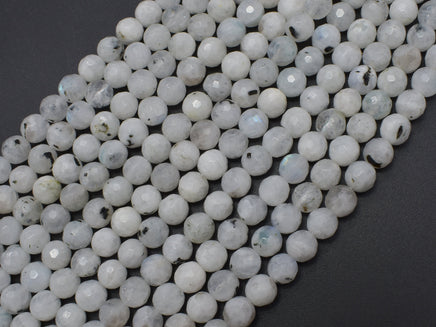 White Rainbow Moonstone, 6mm (6.5mm), Faceted Round-RainbowBeads