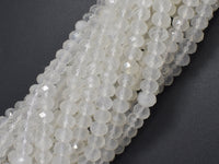 White Moonstone, 4x6mm Faceted Rondelle-RainbowBeads