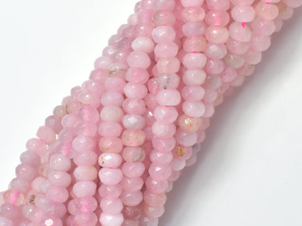 Madagascar Rose Quartz Beads, 4x6mm (3.5x5.5mm) Faceted Rondelle-RainbowBeads