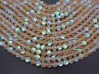 Matte Mystic Aura Quartz-Champagne, 8mm (8.5mm) Round-RainbowBeads