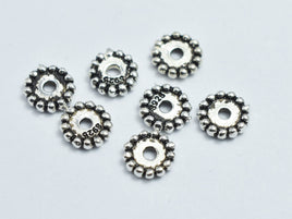 10pcs 925 Sterling Silver Spacers-Antique Silver 5mm Daisy Spacer-RainbowBeads