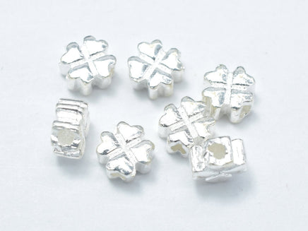 4pcs 925 Sterling Silver Beads-Flower, 5x5mm-RainbowBeads