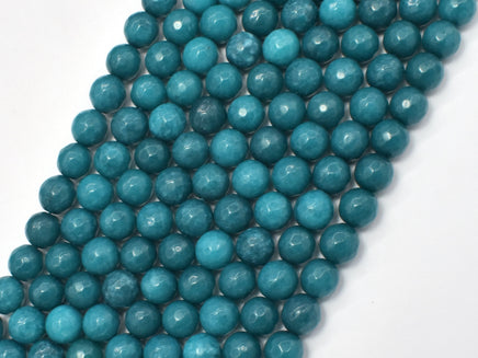 Jade Beads, Peacock Green, 8mm Faceted Round-RainbowBeads