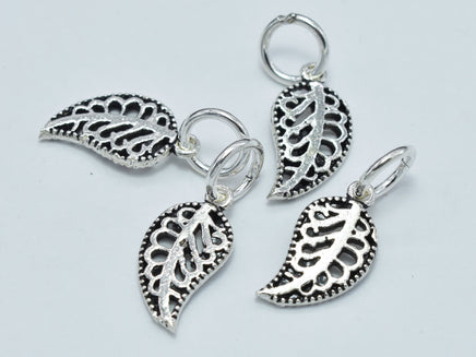 2pcs 925 Sterling Silver Charms-Antique Silver, Leaf Charm, 14x7mm-RainbowBeads