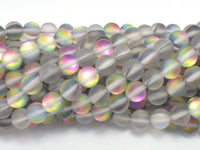 Matte Mystic Aura Quartz-Rainbow, 8mm Round-RainbowBeads
