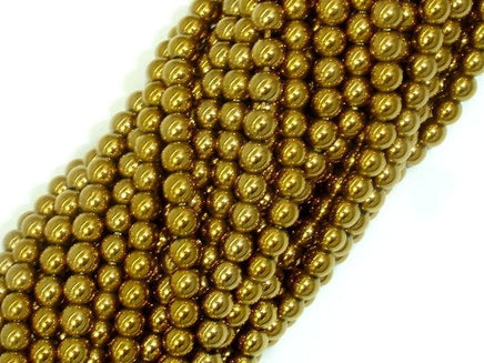 Hematite Beads-Gold, 4mm Round Beads-RainbowBeads