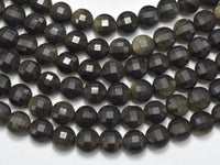 Golden Obsidian, 4mm (4.5mm) Faceted Coin-RainbowBeads