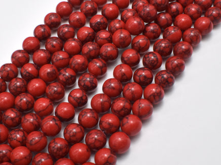 Red Howlite Beads, 8mm Round Beads-RainbowBeads