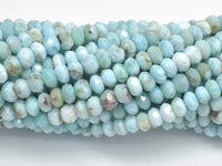 Dominican Larimar, Genuine Larimar, 4x(5-6)mm Faceted Rondelle-RainbowBeads