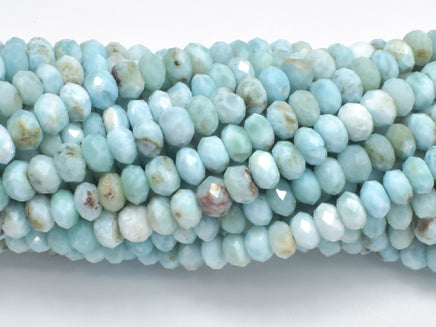 Dominican Larimar, Genuine Larimar, 4x(5-6)mm Faceted Rondelle-RainbowBeads