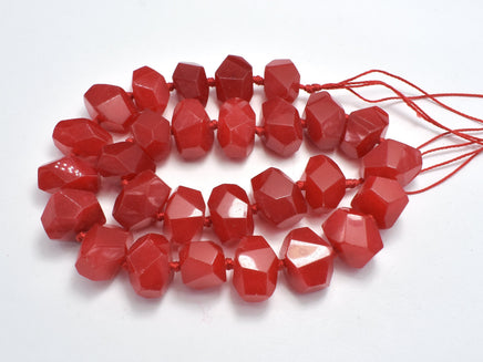 Jade Beads-Red, Approx. 12x16mm Faceted Nugget-RainbowBeads