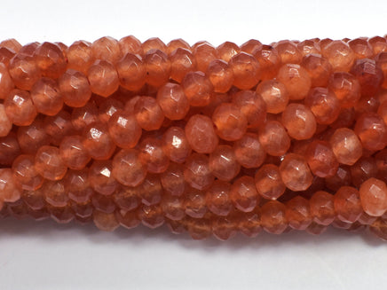 Jade - Orange 4x6mm Faceted Rondelle, 15 Inch-RainbowBeads