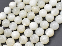 White Moonstone, 10mm Round Beads-RainbowBeads