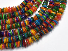 Mother of Pearl Beads, MOP, Multi Color 7-10mm Disc Chips, 32 Inch-RainbowBeads