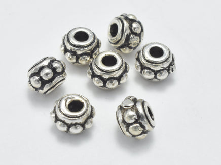 6pcs 925 Sterling Silver Beads-Antique Silver, 4.6mm Rondelle-RainbowBeads