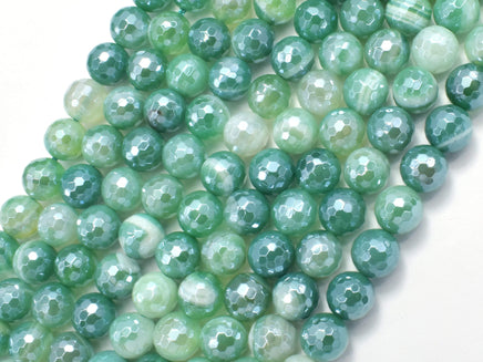 Mystic Coated Banded Agate-Green, 8mm Faceted Round-RainbowBeads