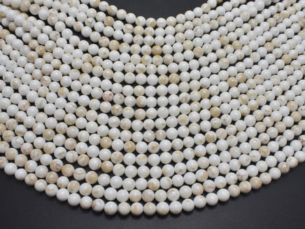 White Howlite, Round, 6mm, 15.5 Inch-RainbowBeads