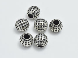 2pcs 925 Sterling Silver Beads-Antique Silver, 7.2x3.6mm Drum Beads, Big Hole Spacer-RainbowBeads