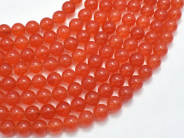 Jade - Orange Red, 8mm Round-RainbowBeads