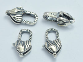1pc 925 Sterling Silver Lobster Claw Clasp-Antique Silver, Heart Clasp, 14x8mm-RainbowBeads