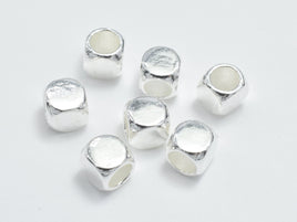 6pcs 925 Sterling Silver Beads, 4mm Cube Beads-RainbowBeads