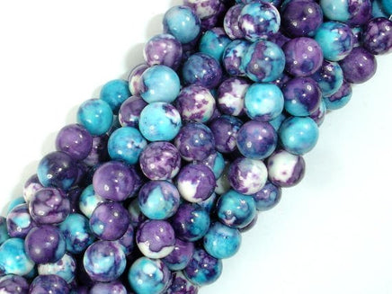 Rain Flower Stone Beads, Blue, Purple, 8mm Round Beads-RainbowBeads
