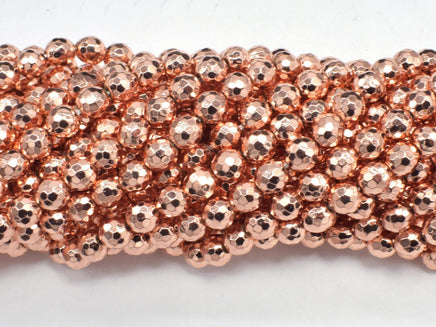 Hematite Beads-Rose Gold, 6mm Faceted Round-RainbowBeads