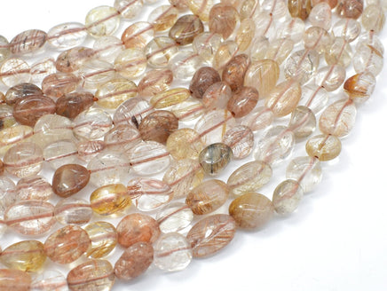 Copper Rutilated Quartz, Approx 6x9mm Nugget Beads, 15.5 Inch-RainbowBeads