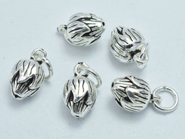 1pc 925 Sterling Silver Charms - Antique Silver, Lotus Bud, Flower Bud Charms, 11x7mm-RainbowBeads