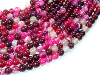 Banded Agate Beads, Fuchsia Agate, 6mm(6.3mm) Round-RainbowBeads