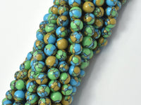 Turquoise Howlite-Blue & Green, 6mm Round Beads-RainbowBeads