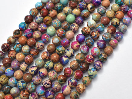 Impression Jasper-Red & Purple 6mm Round-RainbowBeads