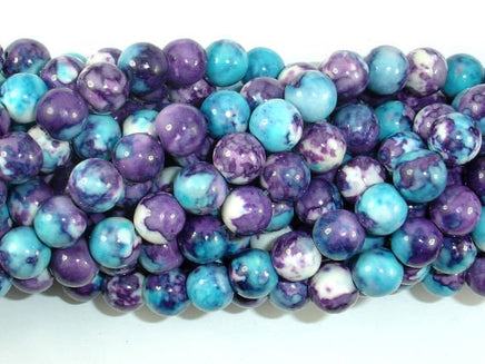 Rain Flower Stone Beads, Blue, Purple, 8mm Round Beads-RainbowBeads