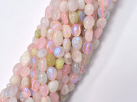 Mystic Coated Beryl, Aquamarine, Morganite, Heliodor, AB Coated, 6x8 Nugget-RainbowBeads