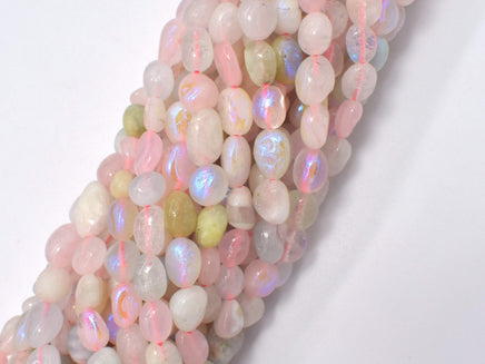 Mystic Coated Beryl, Aquamarine, Morganite, Heliodor, AB Coated, 6x8 Nugget-RainbowBeads