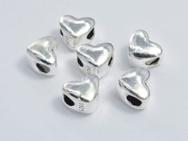 1pc 925 Sterling Silver Beads, 8x6.5mm Heart Beads-RainbowBeads