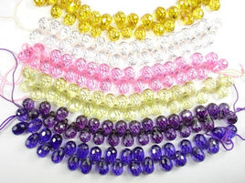 CZ beads, 6 x 9 mm Faceted Teardrop-RainbowBeads