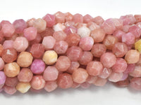 Jade - Peach, 8mm Faceted Star Cut Round-RainbowBeads