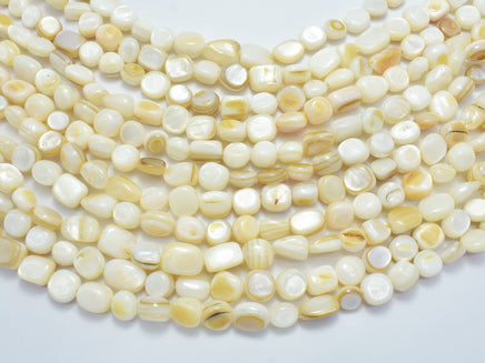 Mother of Pearl Beads, MOP, Creamy White 6-9mm Nugget-RainbowBeads