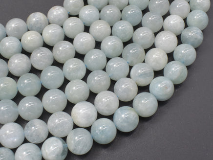 Genuine Aquamarine Beads, Round, 10mm-RainbowBeads