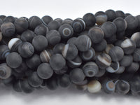 Matte Banded Agate Beads, 8mm Round Beads-RainbowBeads