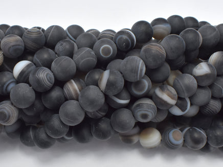 Matte Banded Agate Beads, 8mm Round Beads-RainbowBeads