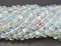 Mystic Aura Quartz-White, 8mm (8.5mm) Round Beads-RainbowBeads