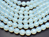 White Opalite Beads, 12mm Faceted Round Beads-RainbowBeads
